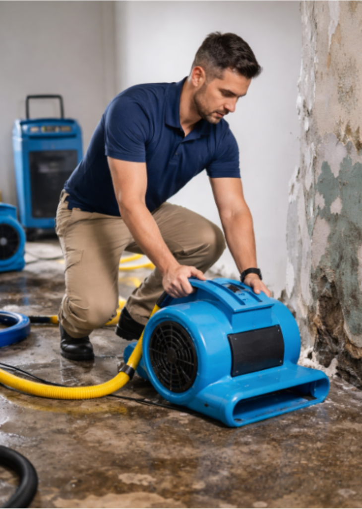 A professional restoring water damage.